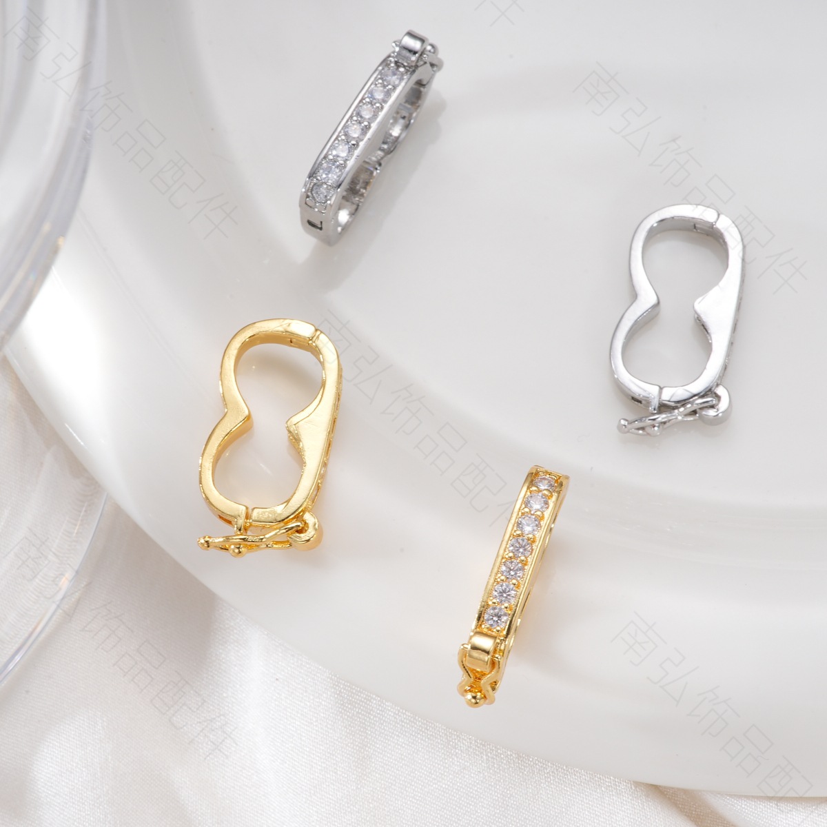 Copper-plated 18k gold color-preserving peanut buckle pearl necklace, connecting buckle bracelet, necklace buckle head DIY jewelry accessories pic 15