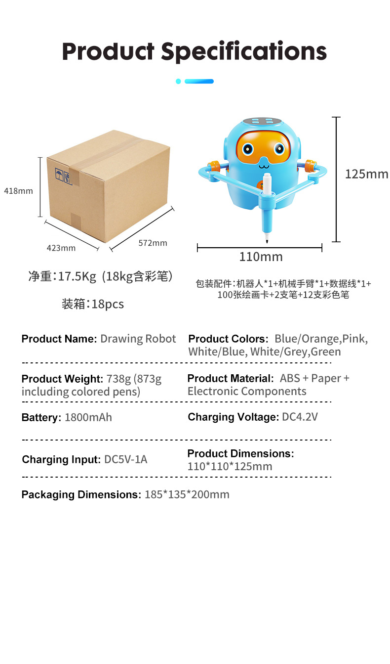亚马逊爆款益智儿童绘画机器人 儿童玩具3-6岁环保材质智能早教机详情12