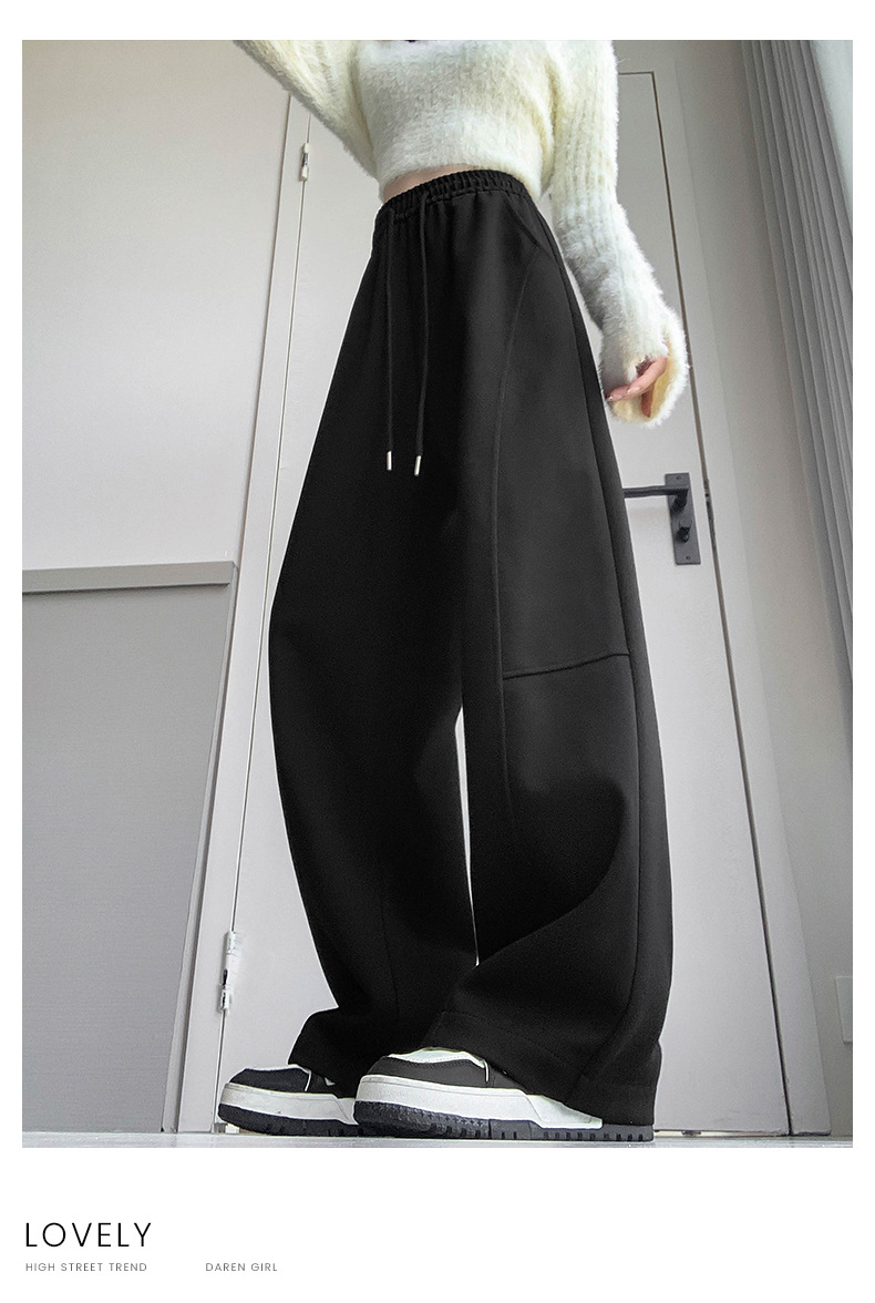 美式弯刀阔腿裤女春秋2025新款高腰宽松直筒运动休闲香蕉卫裤详情33