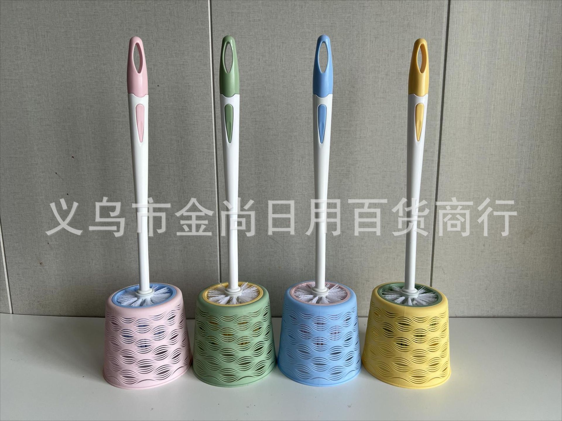 High-quality appearance level, colorful household toilet brush set with base, long-handled round head toilet cleaning set for bathroom seats pic 3