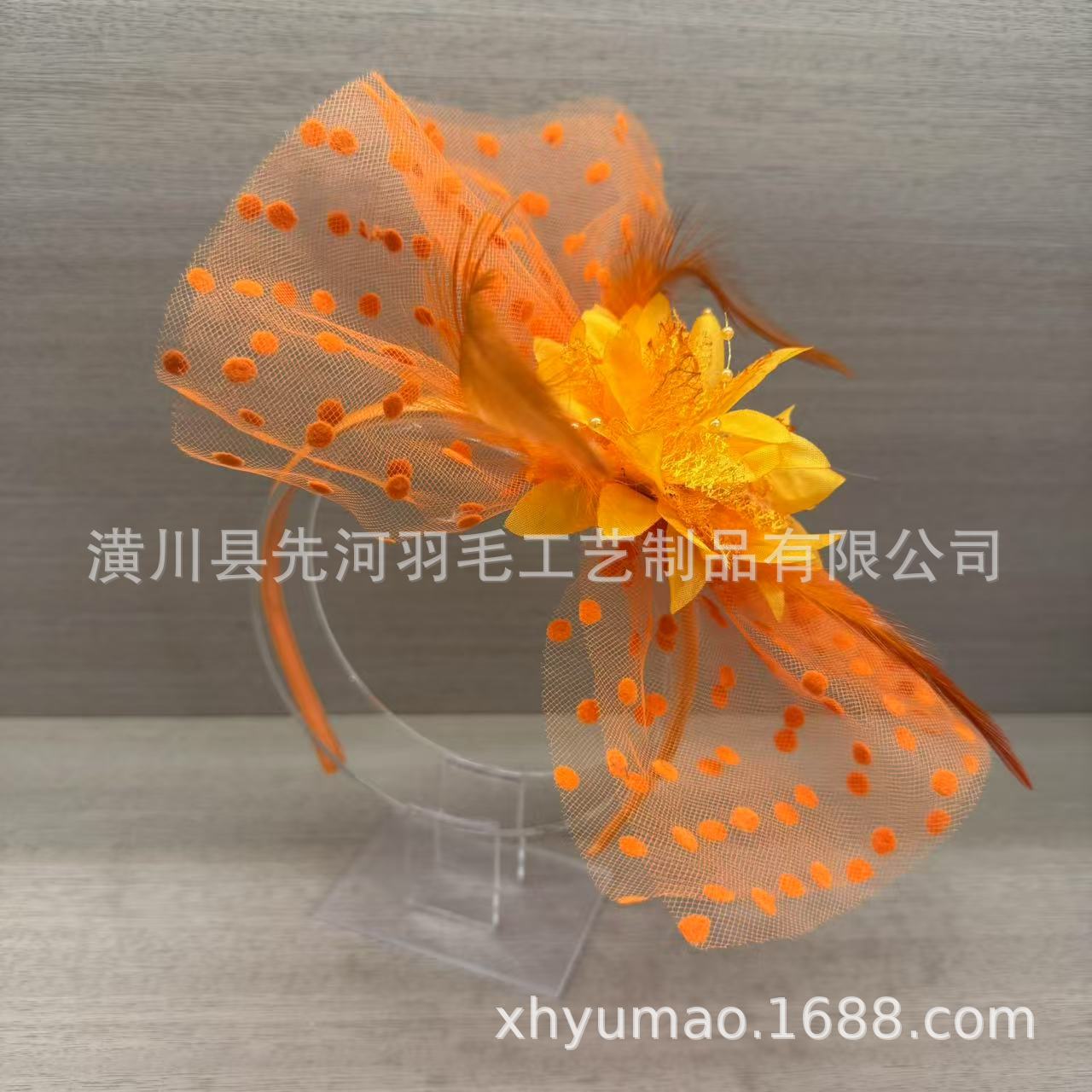 复古风羽毛花朵网纱发箍新娘婚礼礼帽旅拍头饰饰品发饰头纱详情16