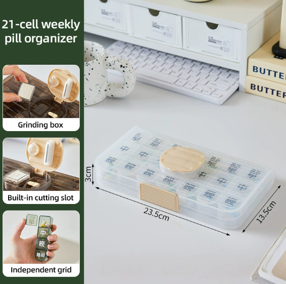 A simple portable medicine box for seven days a week, with large character reminders for taking medicine for three meals a day for the elderly pic 4