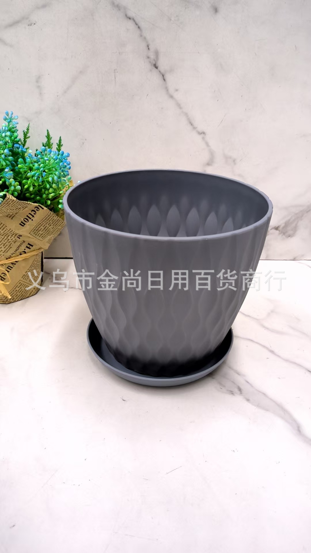 圆形塑料花盆桌面式阳台绿萝盆栽沥水花盆三件套花盆批发详情4