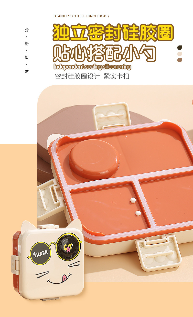 Cute and adorable kitten fruit salad box, lunch box, outdoor picnic compartments, student campus lunch box pic 3