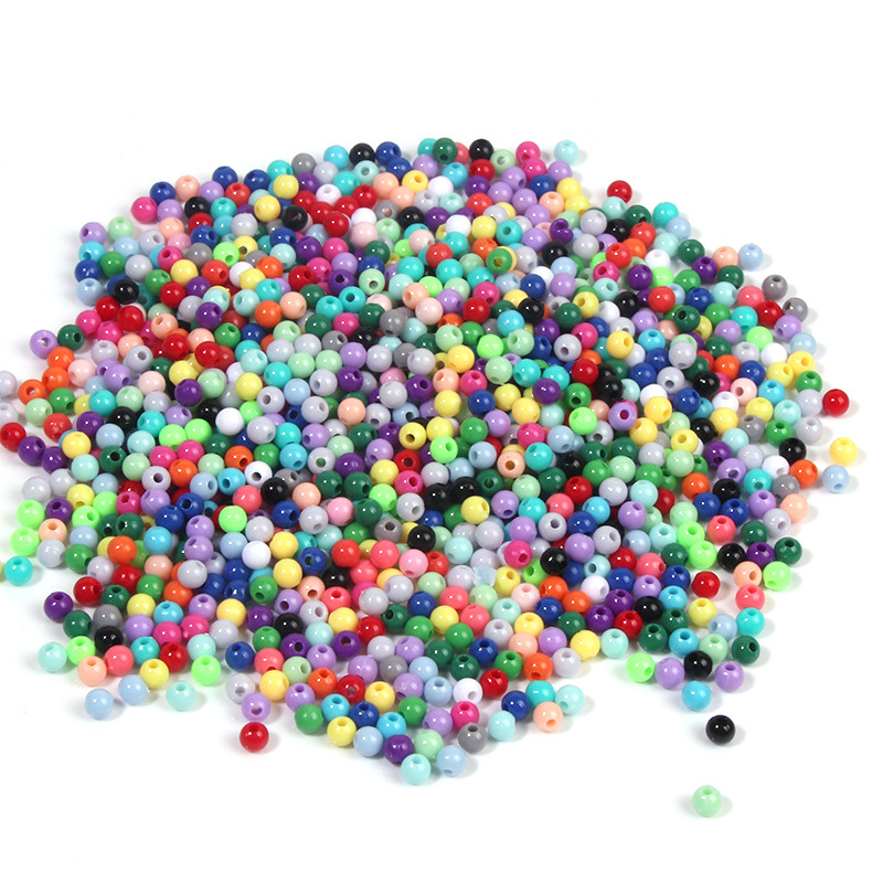 4mm亚克力塑料实色圆珠diy手工串珠手链首饰材料配件配饰散珠批发详情2