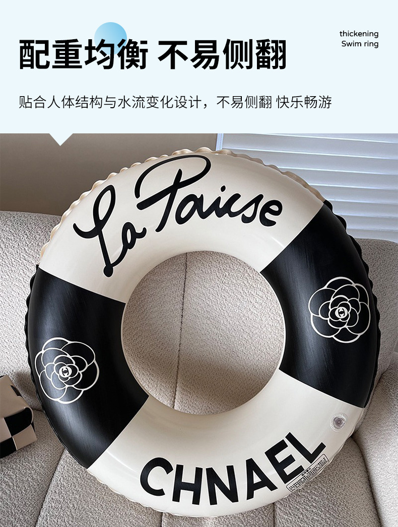 跨境热款厂家直销批发ins加厚成人游泳圈复古亮片印花把手腋下圈救生圈充气圈详情4