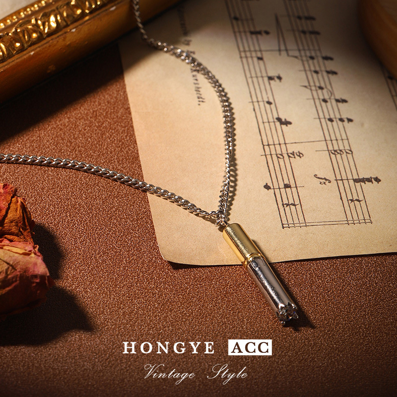 圆筒口哨锁骨链女简约金银撞色925高级感小众气质复古首饰项链女详情15