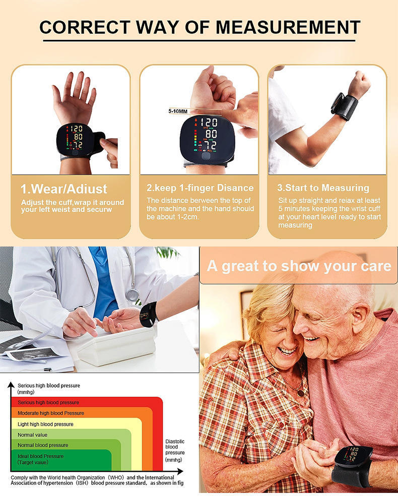 Hot Sell wrist blood pressure monitor USB charging, intelligent multi-voice backlit LCD large screen, English, Russian, Thai pic 19