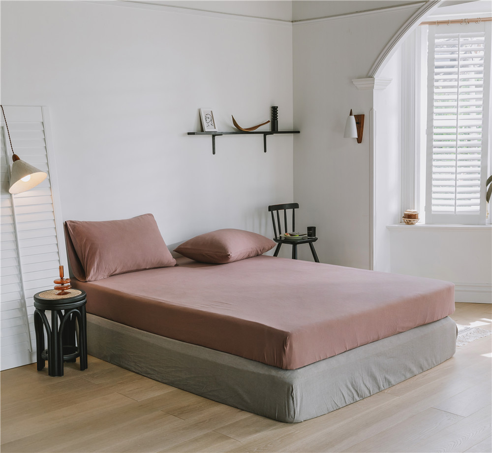 ins Japanese-style solid color all-cotton knitted cotton four-piece set, skin-friendly nude sleeping plain double-layer Indian cotton bed sheet pic 62