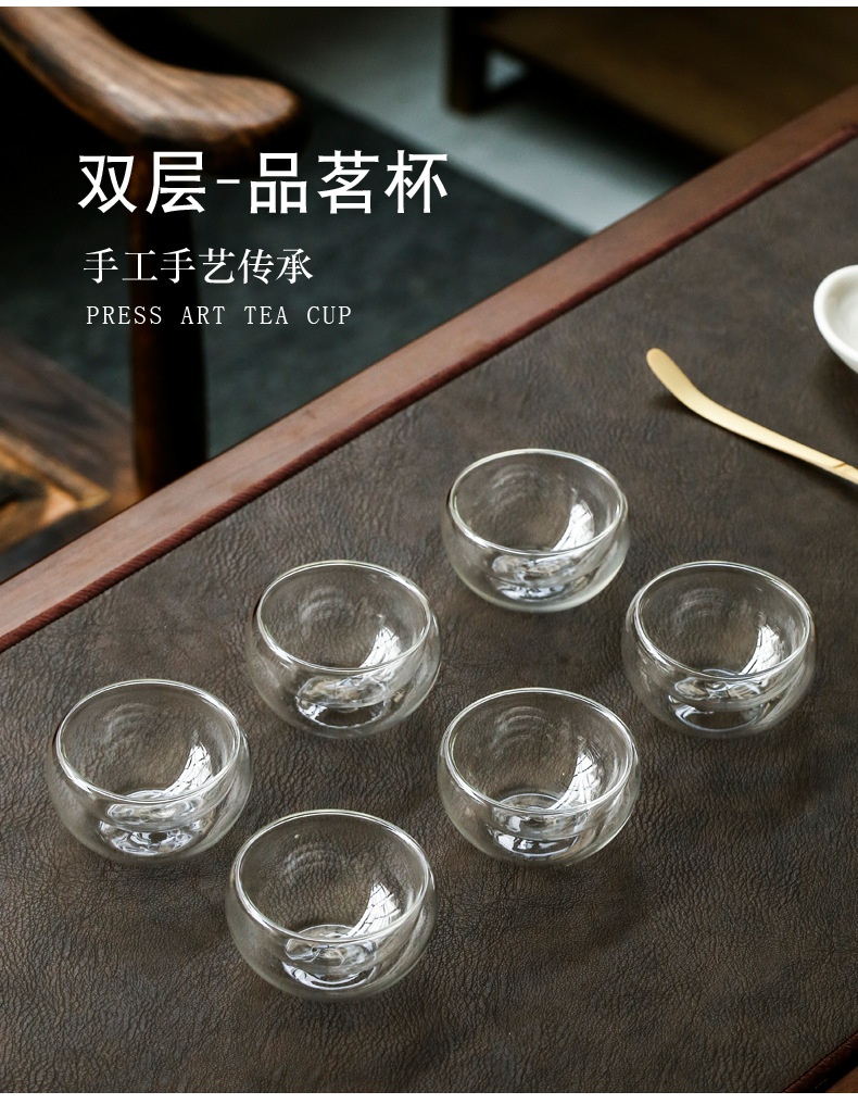 Pumpkin tea-tasting cup, heat-resistant glass tea cup set, home and office transparent tea brewing cup, double-layer heat-insulating water cup pic 5