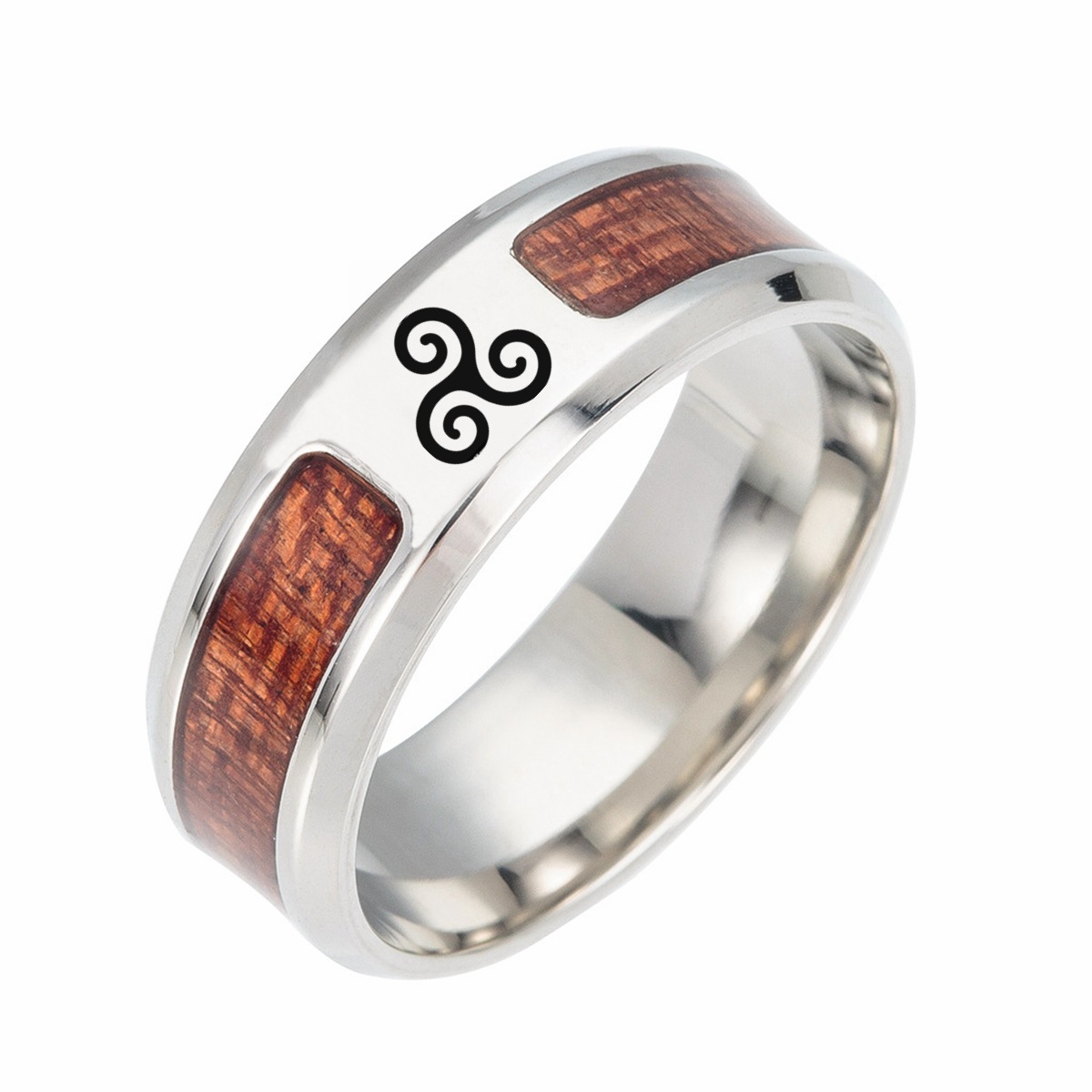 New half-circle wood grain jewelry from Europe and America, Celtic knot, Rune ring, Viking ring, Amazon new style pic 10