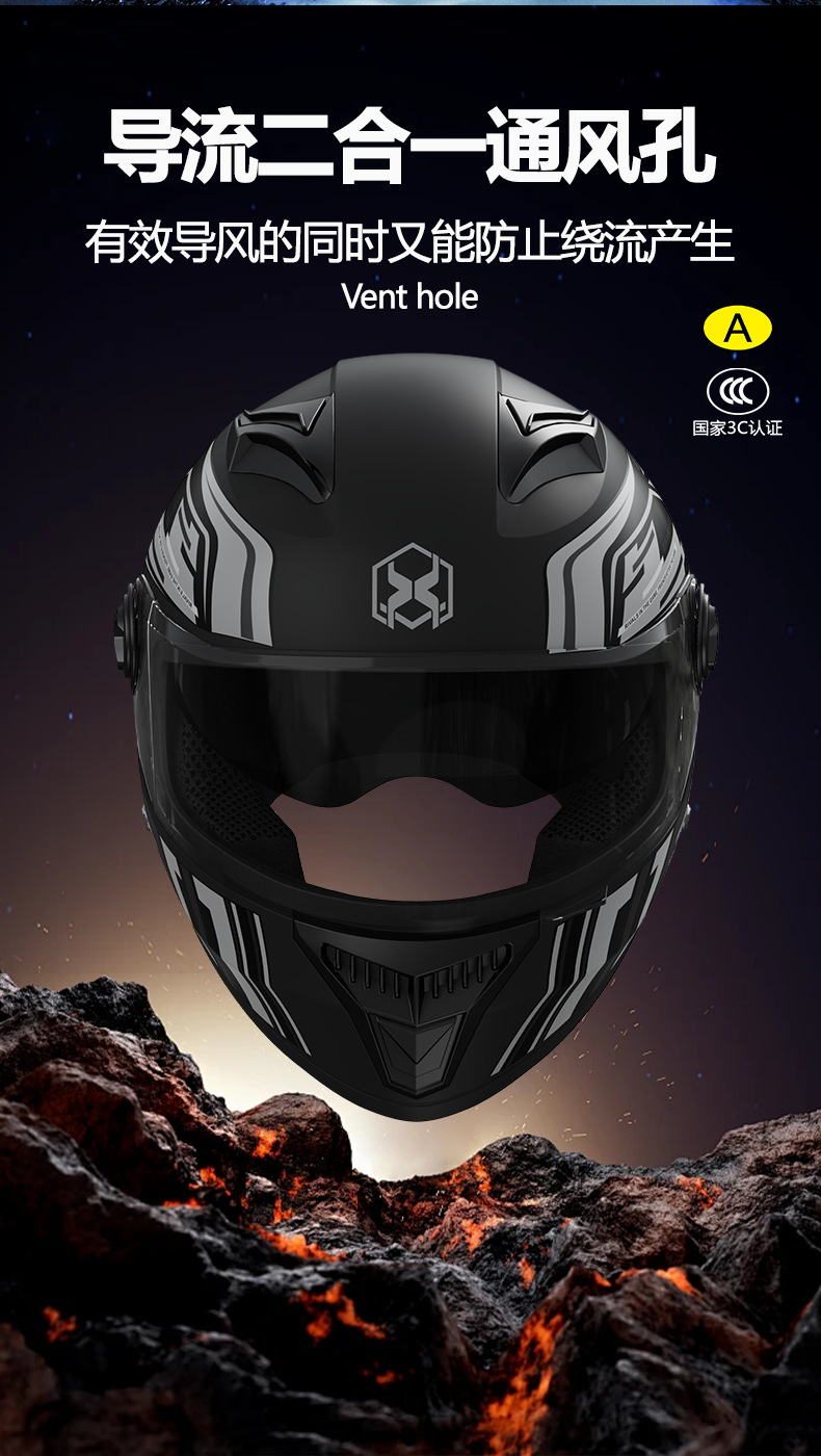 3C认证摩托车头盔男士四季通用机车骑行全盔女冬保暖新国标安全帽详情10