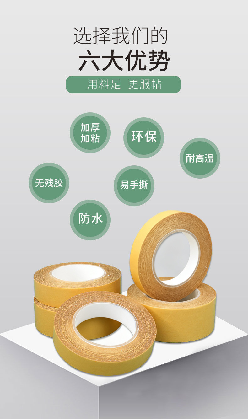 双面布基胶带强力高粘度无痕展会婚庆固定地毯胶黄色网格 双面胶详情4