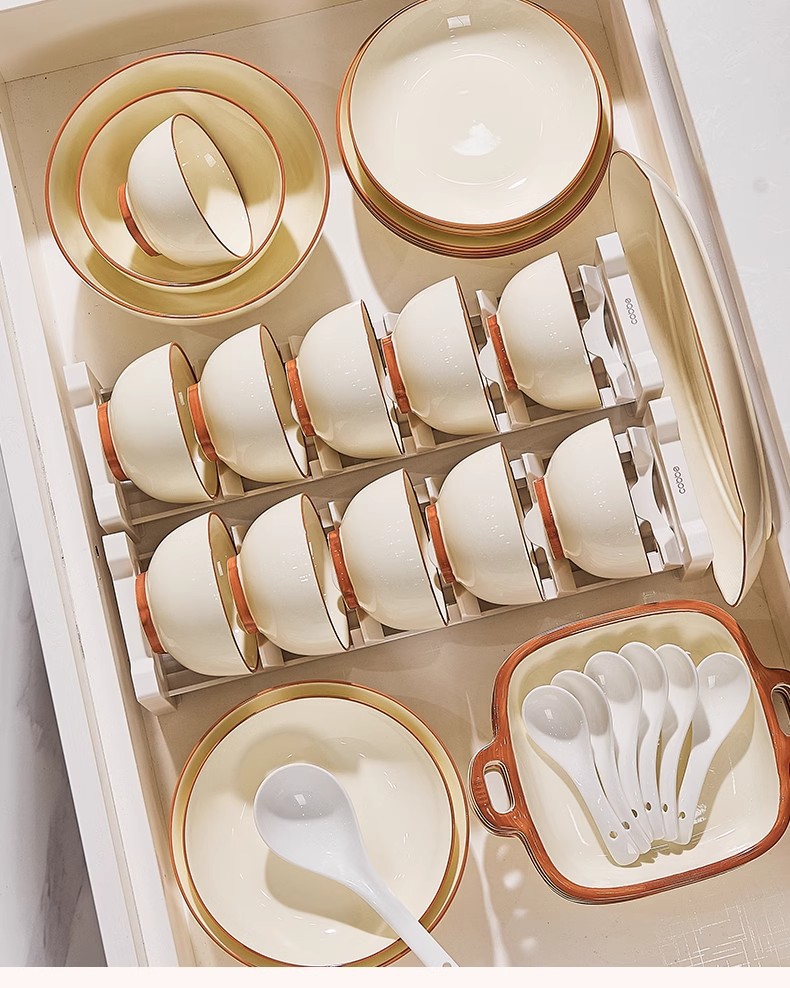 奶油风福运系列碗盘餐具家用高颜值米饭碗菜盘子果盘汤汤盘鱼盘详情20