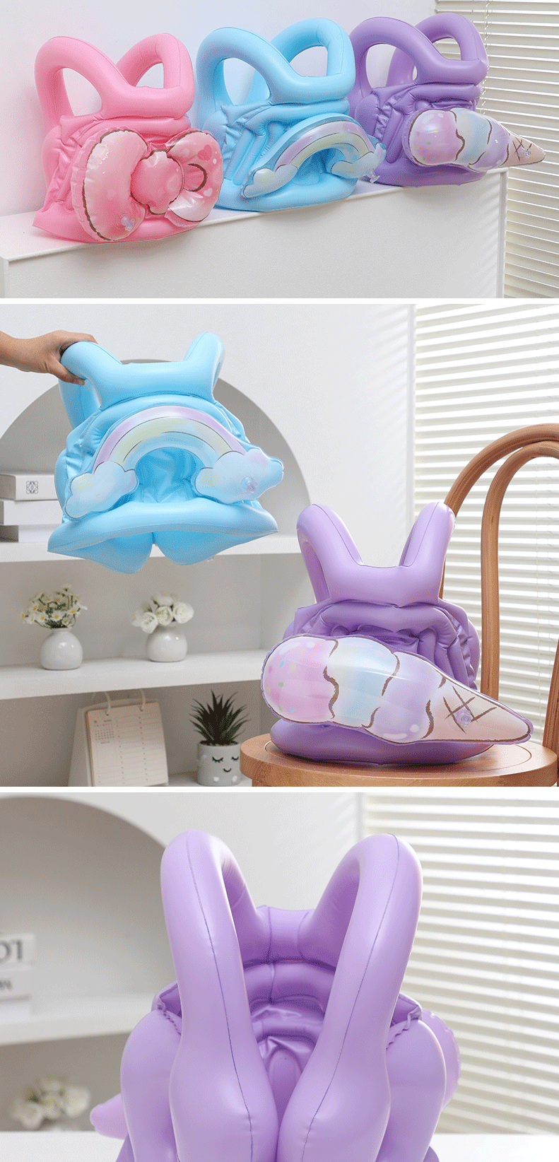 现货款冰激凌充气背心网红趴充气2-5岁宝宝浮力儿蝴蝶结童浮力衣详情7