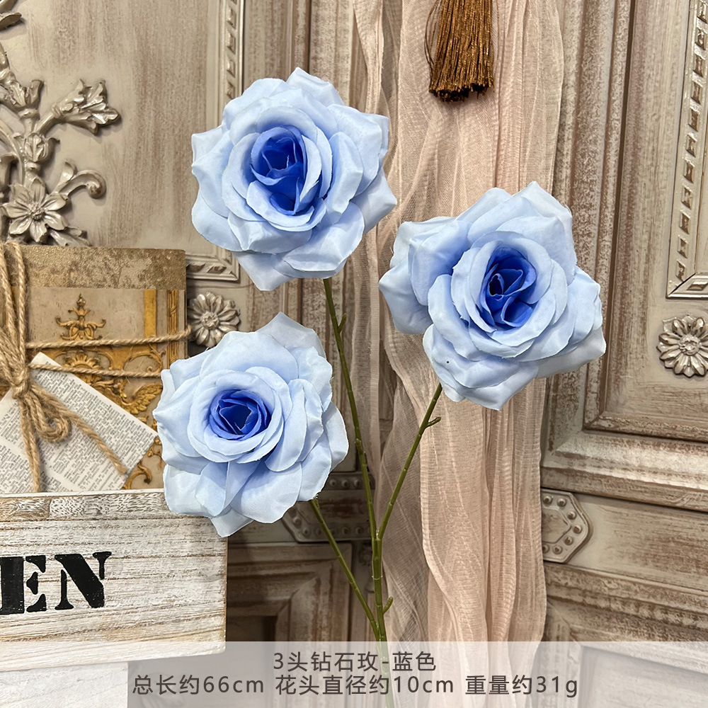 3头钻石玫瑰仿真假花束成品人造绢花婚庆地排用花塑料花婚礼布置详情17