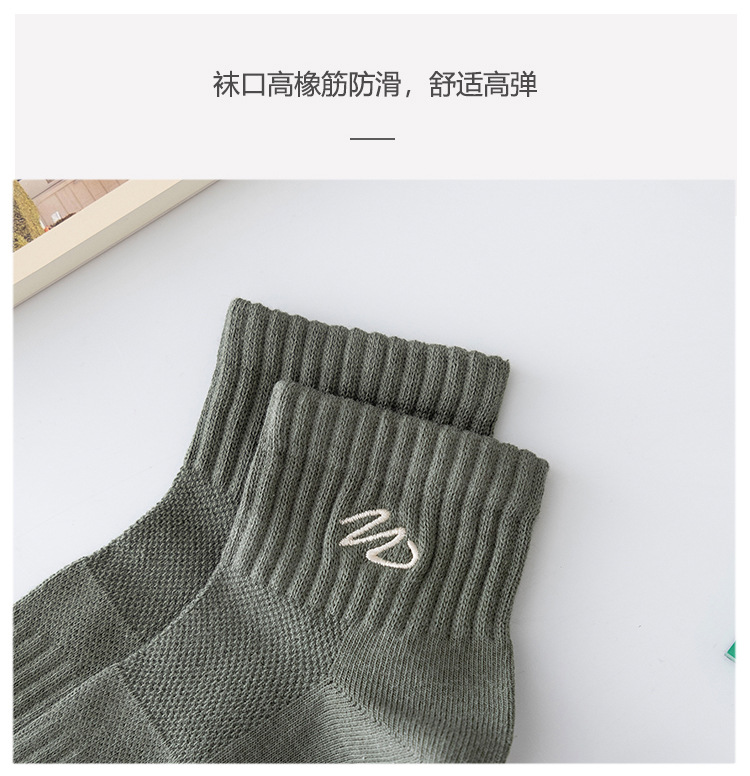 短袜男士春夏季刺绣纯色棉袜 低帮短筒休闲网眼袜子男船袜现货批详情4