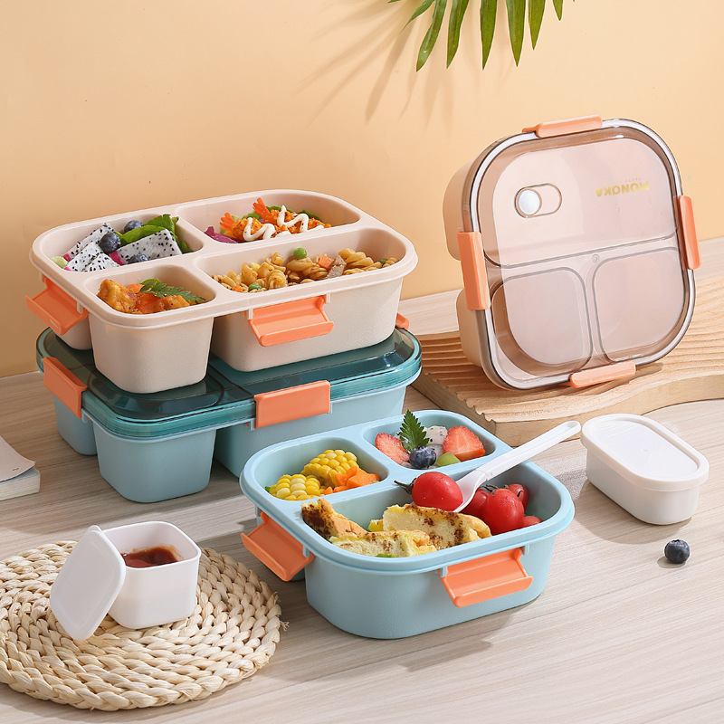 Nordic InS-style modern sealed lunch box, student dormitory bento box with lid, multi-functional compartments bowl with fork and spoon pic 5