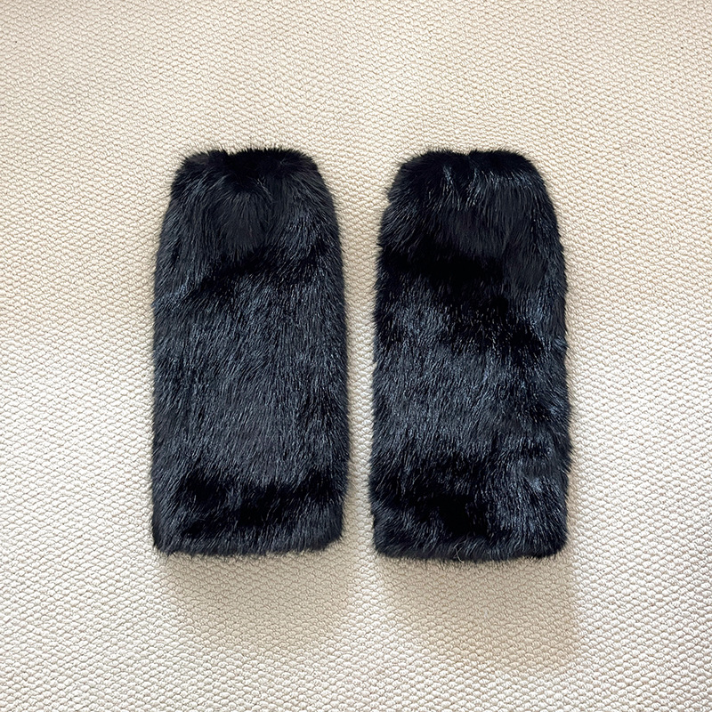 秋冬季加厚保暖腿套仿狐狸毛袜套手套两用辣妹个性ins风毛绒脚套详情20