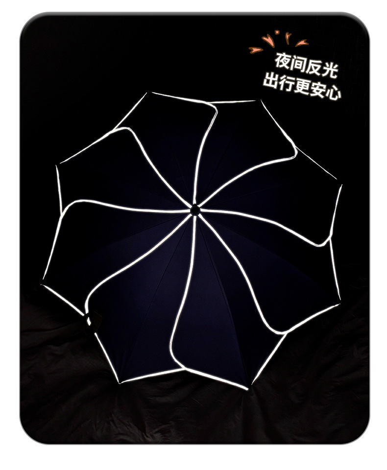 The new 8-bone petal umbrella with a straight stem and curved handle is an automatic umbrella for girls. It has a high appearance level, enhanced reinforcement, and provides sun protection and UV protection pic 9