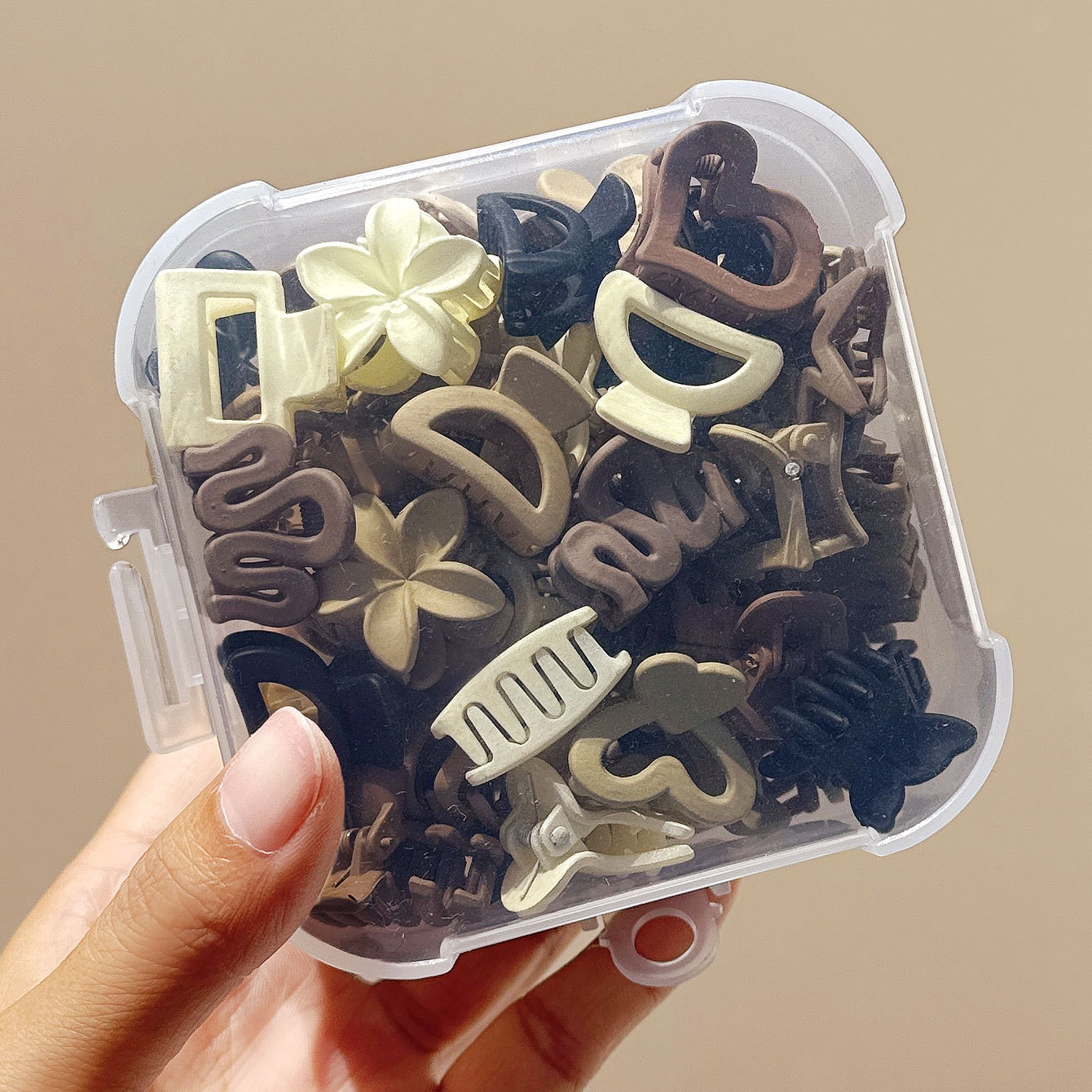 跨境咖色系迷你小夹子多款式随机组合发饰发卡10 20 30件装饰品搭配详情2