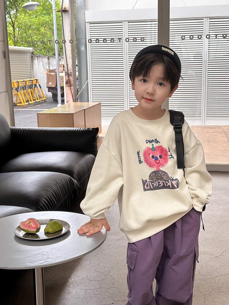 艾摩贝贝中小大儿童宽松可爱卡通卫衣男女童2025春圆领BOBO上衣潮详情21