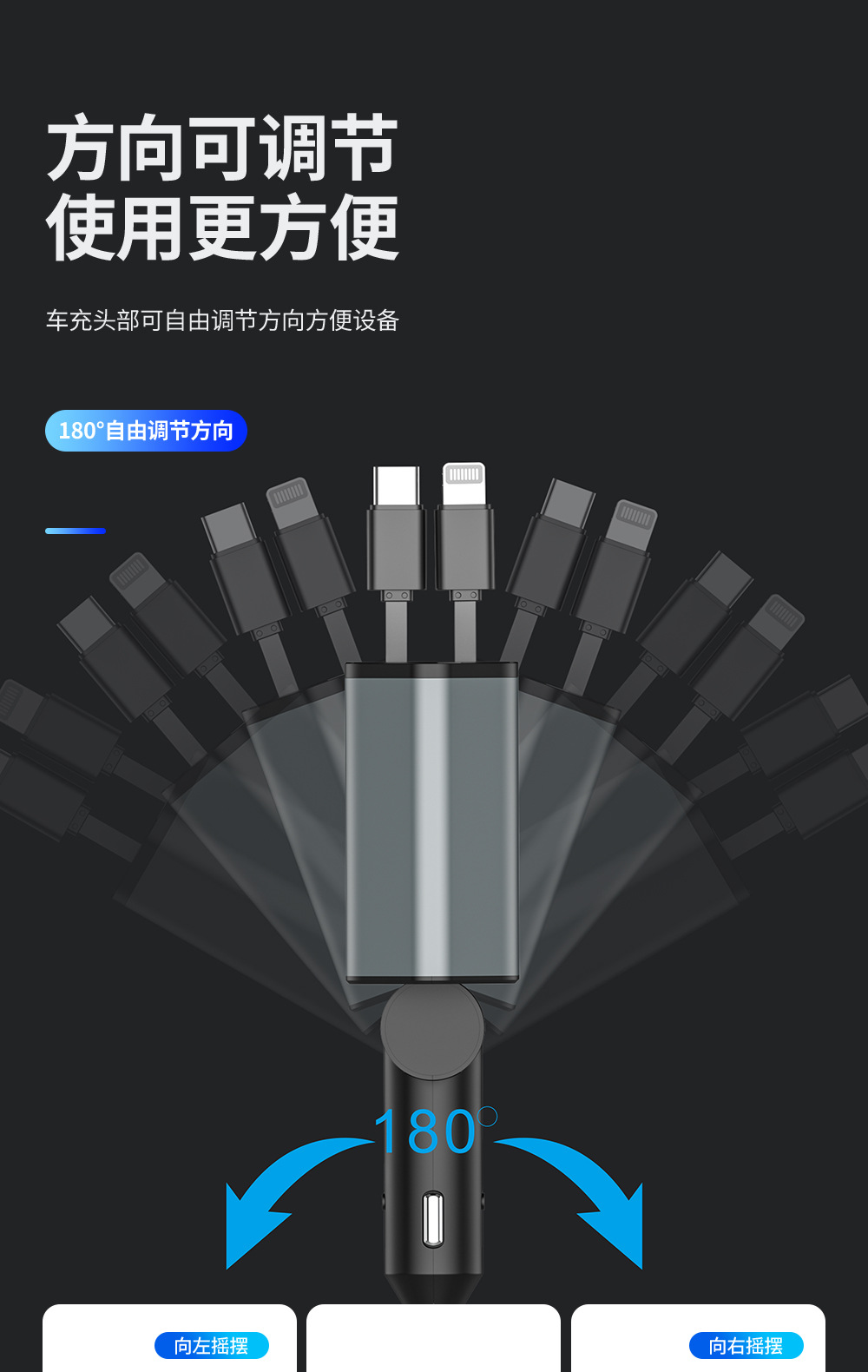 Car mobile phone charger, super fast charging, retractable cable, one-to-four flash charging, cigarette lighter, suitable for car, Apple car charger pic 9