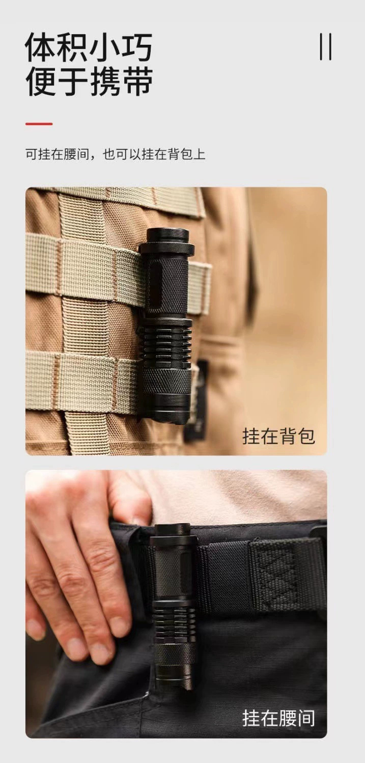 Factory wholesale function anti-aluminum alloy dimming mini USB rechargeable flashlight COB strong light outdoor lighting pic 3