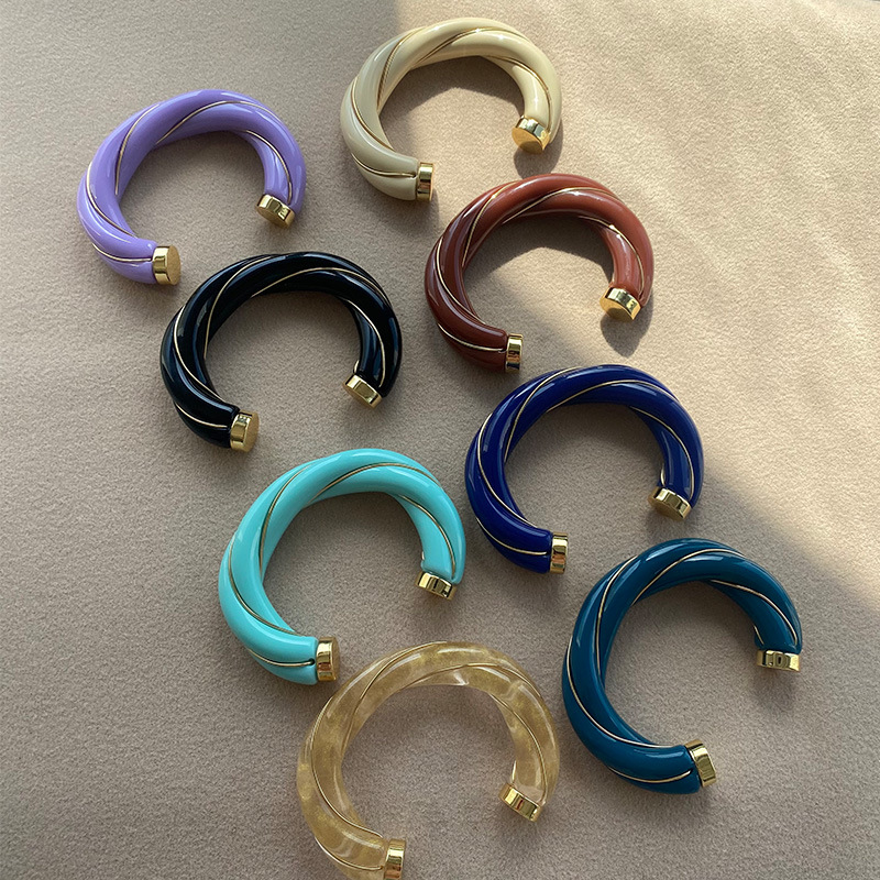 法国复古小众设计扭结设计马卡龙开口手镯个性中古独特轻奢高级感详情4