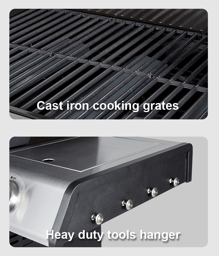 Outdoor courtyard gas barbecue grill, household multi-functional stainless steel grill, barbecue with side burner, ATLAS brand pic 17
