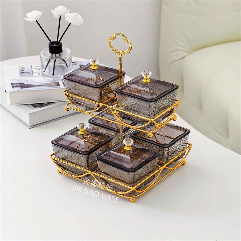 轻奢高颜值玻璃果盘商用水果拼盘家用创意分格干果盒小吃零食盘详情42