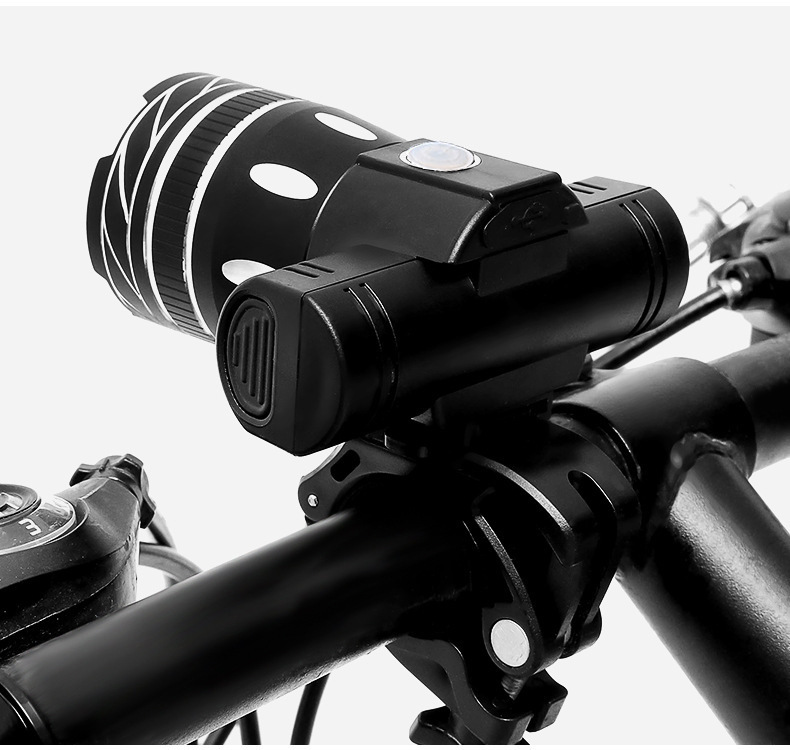 Mountain bike accessories, bicycle T6 headlight, usb charging, strong light telescopic zoom headlight, high-brightness LED warning light pic 25