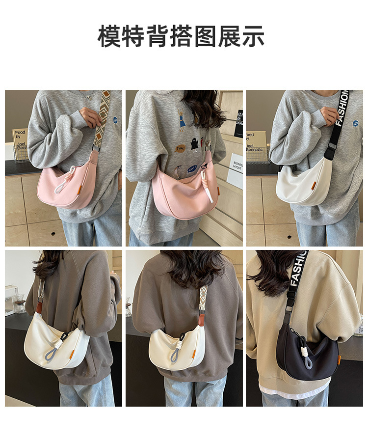 Casual nylon fabric bag for women, 2024 new trendy Korean style crossbody dumpling bag, versatile large-capacity canvas single-shoulder bag pic 20