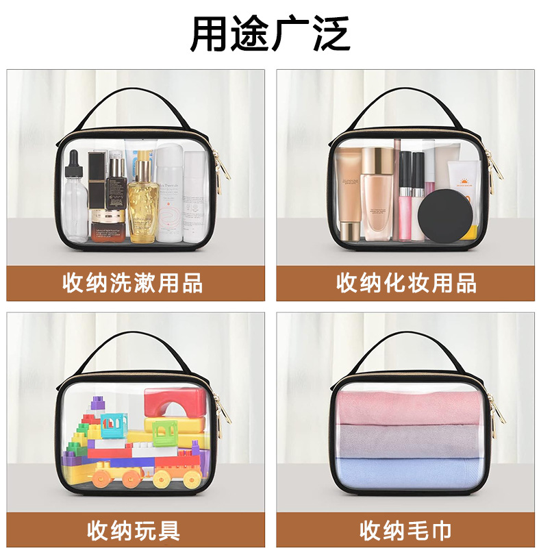 跨境爆款便携式防水透明旅行洗漱包ins多功能收纳pvc手提化妆包袋详情11