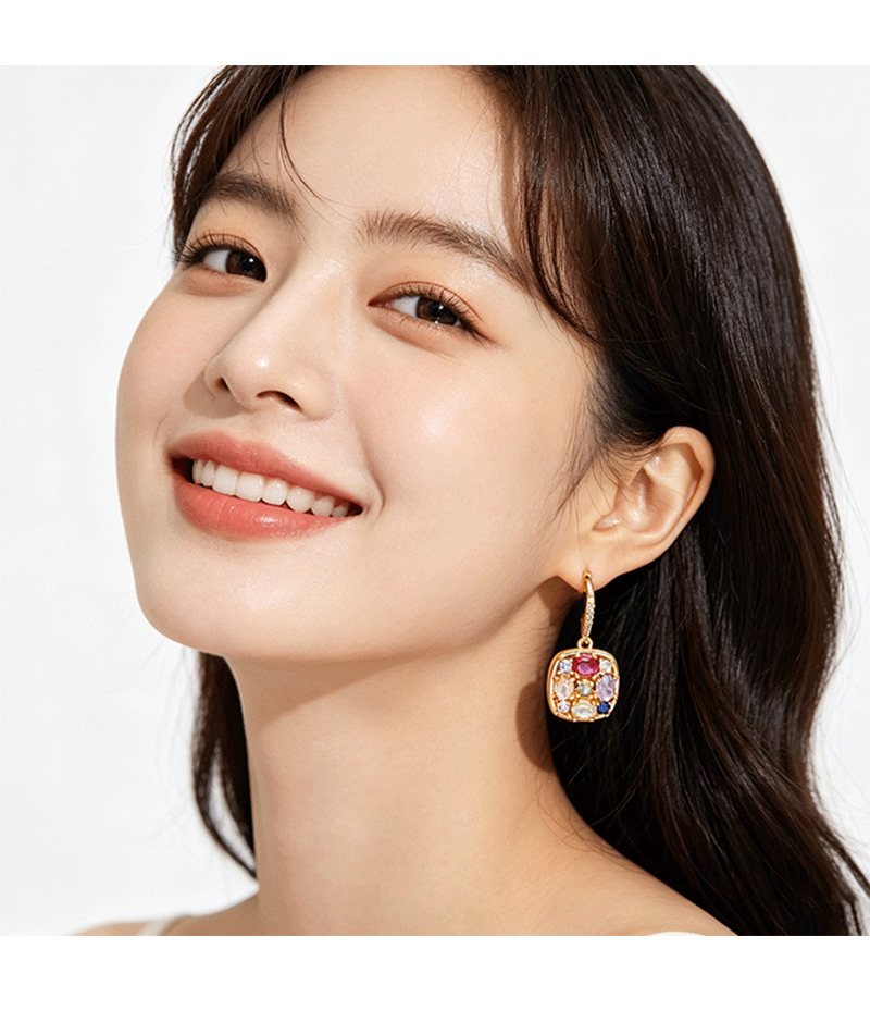 Colorful sugar cube earrings, a new bestseller in 2026, exude a sense of high-end luxury. Unique and beautiful stud earrings. Female dopamine pic 6