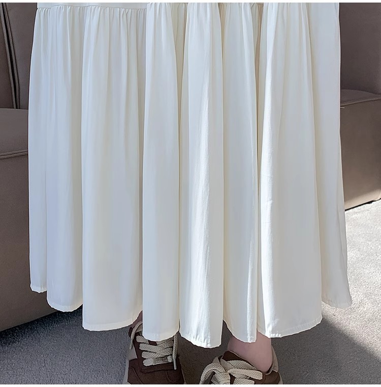蛋糕裙半身裙女2024新款夏气质高腰显瘦梨形身材a字大摆白色长裙详情19