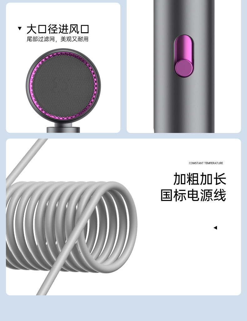 New folding household quick-drying electric hair dryer, portable hotel blue light T-shaped student dormitory hammer hair dryer pic 29