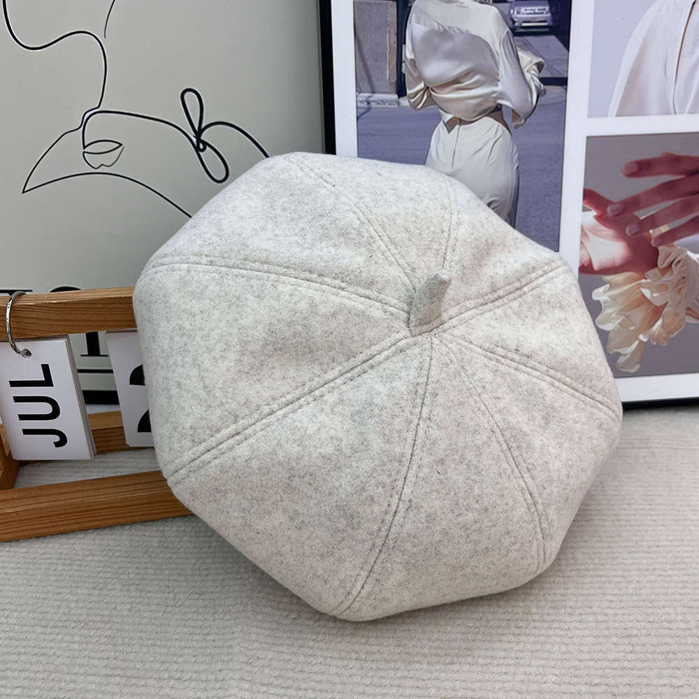 Korean style versatile autumn and winter new Beret hats for women, British retro woolen painter hats, Japanese casual octagonal hats for women pic 6