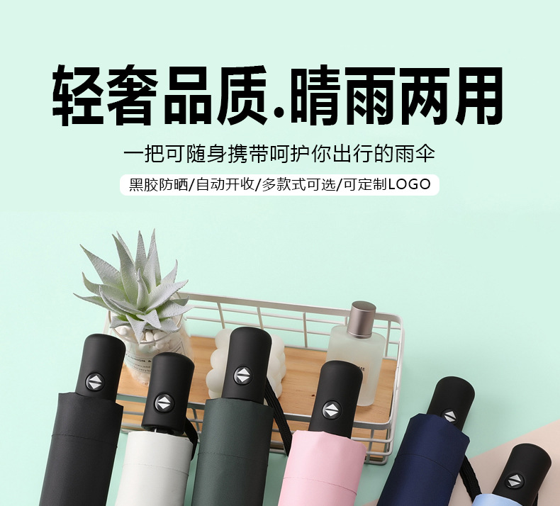 UV黑胶防晒遮阳伞晴雨两用雨伞折叠太阳伞印制logo广告伞批发详情1
