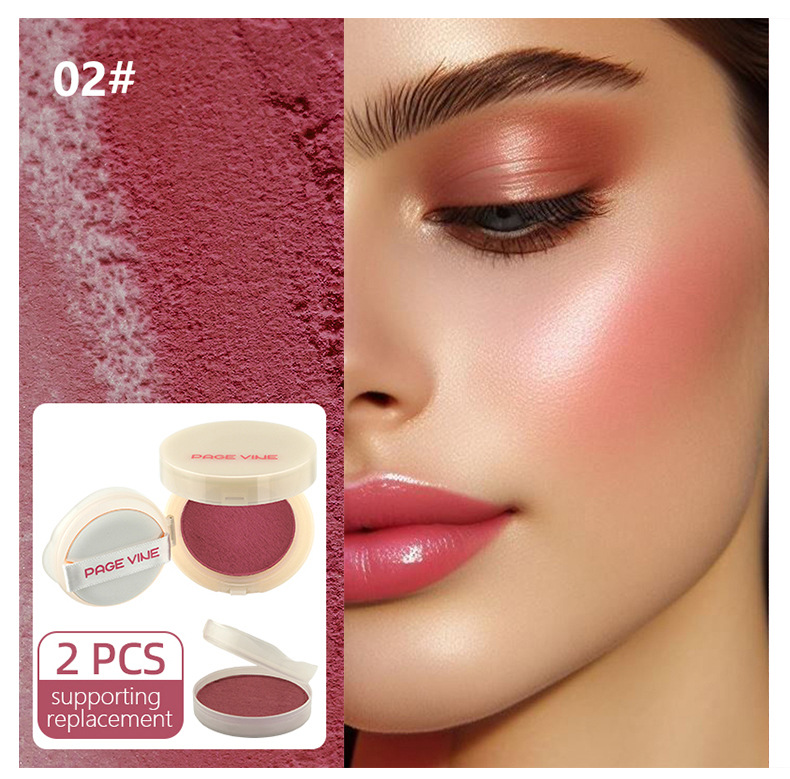 跨境PAGEVINE单色腮红膏带替换装哑光裸妆胭脂自然细腻显白外贸详情11