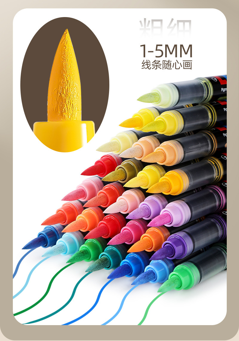 Tianhui Cross-border Direct liquid Acrylic Marker Pen wholesale Round rod ink Control Brush Student Soft Head Painting Watercolor pen pic 8