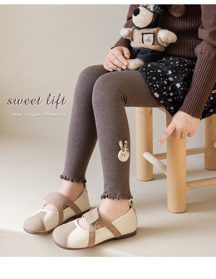 女童打底裤春秋可爱兔韩版修身高弹力竖条纹外穿韩版宝宝长裤大童详情17