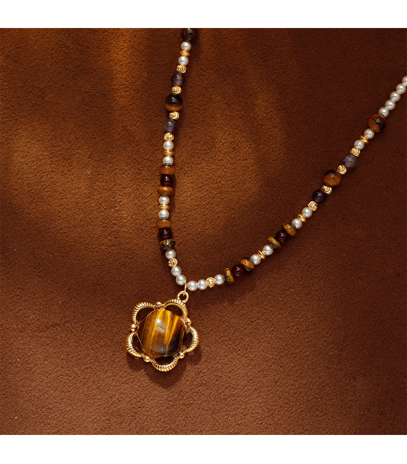Hyacinth melard piedra ojo de tigre colgante collar mujer moda luz lujo nicho diseño sentido clavícula cadena collar suéter cadena pic 2