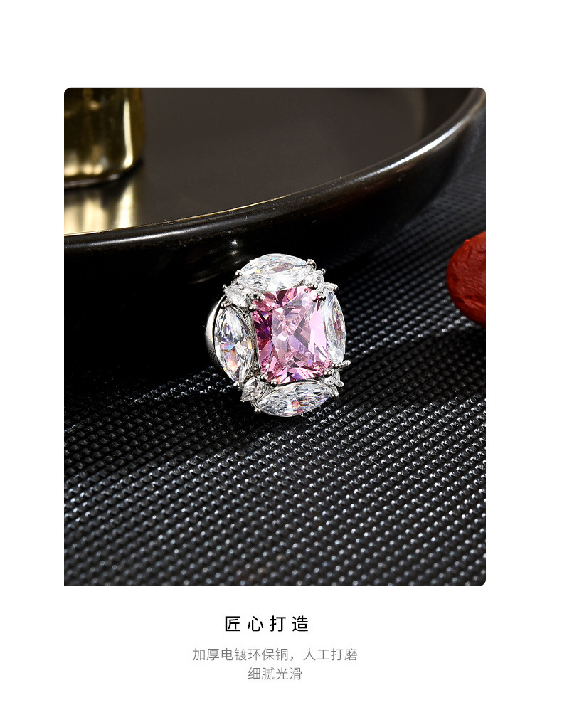 新款热销磁吸饰品欧美奢华ins风粉钻胸针女时尚镀金优雅方钻配饰详情6