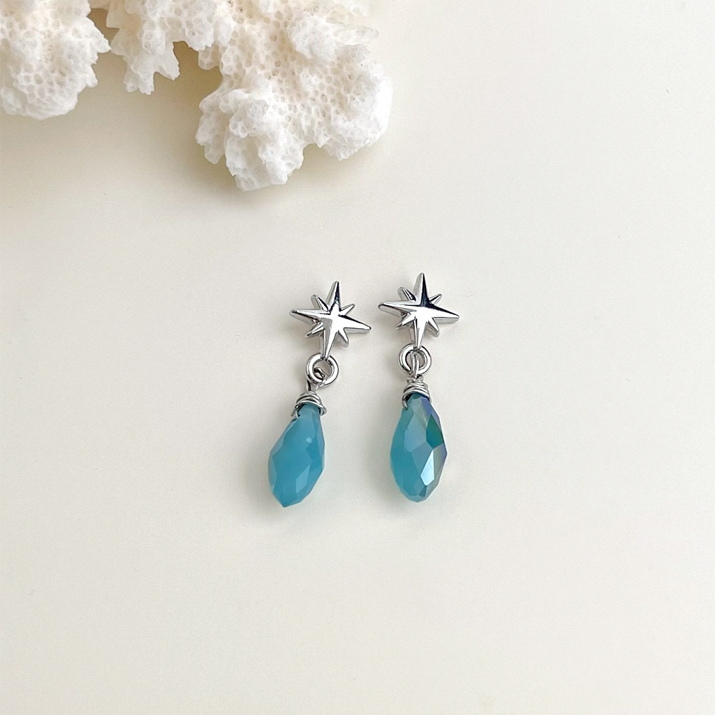 【 Sea Blue Series 】 Summer new original design, handcrafted, fresh and vacation-style blue earrings, factory earrings for women pic 4