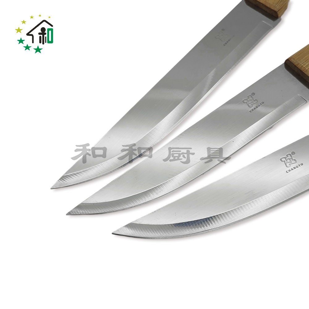 新款跨境外贸不锈钢木柄水果刀切肉刀厨房料理刀牛扒刀厨师刀详情11