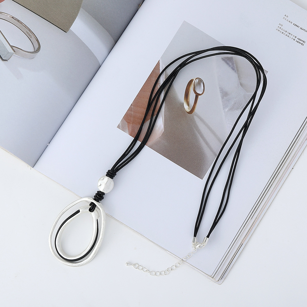 跨境亚马逊欧美外贸爆款金属时尚饰品项链女简约吊坠长款毛衣链详情6