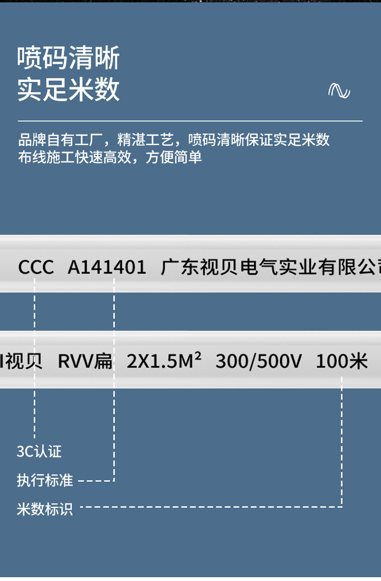 视贝国标RVV扁护套电线1/1.5/4平方BVVB2芯2.5无氧铜软电源线导线详情14