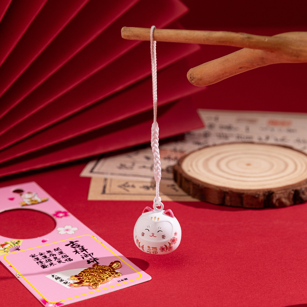 日式御守水音铃铛烤漆招财猫开运福招财猫水音铃铛手机钥匙挂饰详情7