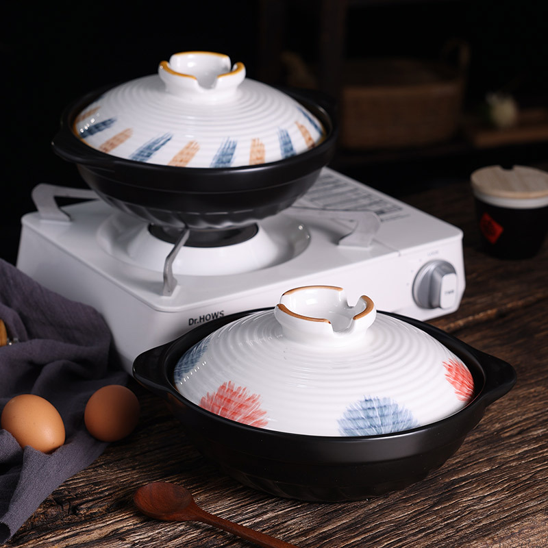 Ceramic hotel and restaurant gas stove special fish head pot clay pot commercial small flat bottom high-temperature resistant 煲仔饭 shallow pot pic 17